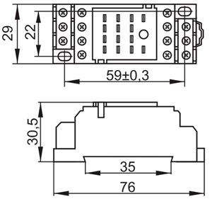 Рис.1. Габаритный чертеж колодки PYF14A
